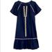 Madewell Dresses | Madewell Linen Blend Embroidered Ruffled Mini Dress Euc | Color: Blue/Red | Size: Xxs