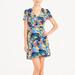 J. Crew Dresses | J. Crew Mercantile Blue Tropical Palm Floral Faux Wrap Dress Size 4 Euc | Color: Blue/Orange | Size: 4