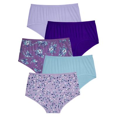 Plus Size Women's Stretch Cotton Brief 5-Pack by Comfort Choice in Tulip Pack (Size 10) Underwear