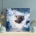 Rosecliff Heights Brown Short Coated Dog In Water - 1 Piece Rectangle Graphic Art Print On Wrapped Canvas in Blue/White | Wayfair