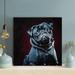 Latitude Run® Black Pug In Gray Coat - 1 Piece Rectangle Graphic Art Print On Wrapped Canvas in Black/Gray | 16 H x 16 W x 2 D in | Wayfair