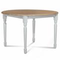 Hellin - Table extensible ronde bois D115 cm avec 1 allonge et Pieds tournés - victoria - Blanc