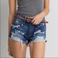 American Eagle Outfitters Shorts | Ae Button Fly Vintage Festival High Rise Destroyed Aztec Boho Jean Shorts Size 6 | Color: Red | Size: 6