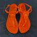 Tory Burch Shoes | Euc Tory Burch Britton Flat Thong-Tumbled Leather Fire Orange Size 6 | Color: Orange/Red | Size: 6