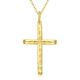 SISGEM 9 ct Gold Cross Necklace, Solid Yellow Gold Diamond Cut Pendant Necklace, for Women Girls Ladies Mum Sisters, 16"+1"+1"