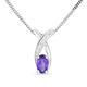 MIORE diamond and amethyst necklace in 9 karat 375 white gold set with 6 brilliant diamonds 0.03 carat and oval amethyst 0.42 carat, chain length 45 cm