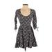 Hollister Casual Dress - Fit & Flare: Blue Damask Dresses - Women's Size X-Small