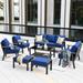 OVIOS 7-piece Patio Outdoor Wicker Solid Pattern Cushion Sectional Set