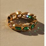 Anthropologie Jewelry | Anthropologie Geo Stone Ring | Color: Gold/Green | Size: 6