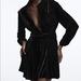 Zara Dresses | New Zara Buttoned Long Sleeves Velvet Mini Dress | Color: Black | Size: M