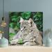 Latitude Run® Gray Cat On Brown Ground - 1 Piece Square Graphic Art Print On Wrapped Canvas Metal in Gray/Green | 32 H x 32 W x 2 D in | Wayfair