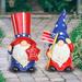 Exhart Two Piece Hand Painted Uncle Sam & USA Flag Garden Gnome Statue Set, 6 by 10 Inches Resin/Plastic in Blue/Red | 10 H x 6 W x 5.5 D in | Wayfair