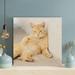 Red Barrel Studio® Orange Tabby Cat Lying On Gray Concrete Floor - 1 Piece Square Graphic Art Print On Wrapped Canvas Metal in Brown | Wayfair