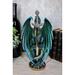 Trinx Aney Ram Skull Blade Ruth Thompson Green Dragon Figurine Resin, Steel in Blue/Gray/White | 10 H x 6 W x 3.5 D in | Wayfair