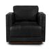 Accent Chair - Latitude Run® Cretia 30.5" Wide Tufted Swivel Leather in Black/Brown | 30.5 H x 30.5 W x 32.75 D in | Wayfair