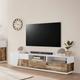 Web Furniture - Meuble tv salon 200x43cm blanc bois moderne Hatt Wood