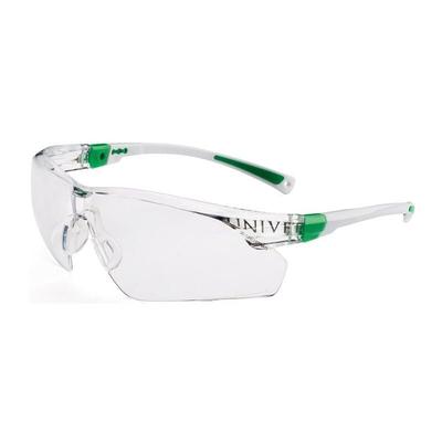 Univet - Schutzbrille 506 up en 166, en 170 Bügel weiß grün, Scheibe klar Polycarbonat