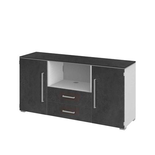 TV Sideboard in Grau Weiß 140 cm breit