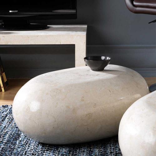 Steintisch für Wohnzimmer Creme Weiß