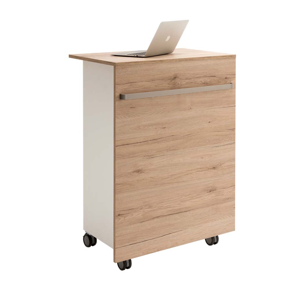 Büro Theke mit Rollen Eiche Weiß