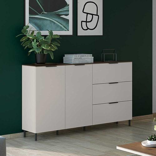 Sideboard in Hellgrau und Nussbaumfarben Made in Germany