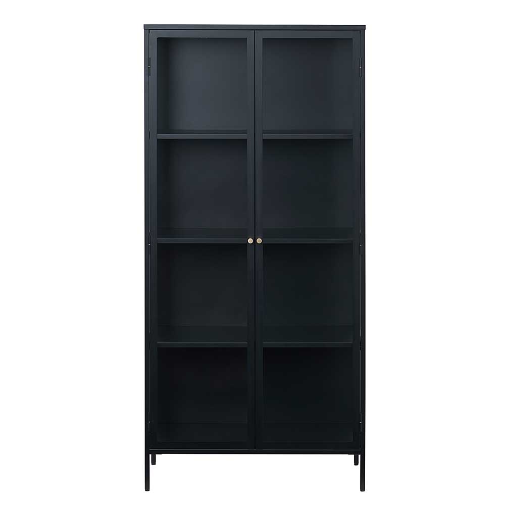 Esszimmer Vitrinenschrank in Schwarz 90 cm breit