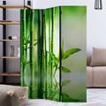 Paravent Raumteiler in Grün und Weiß Asien Zen Motiv Bambus