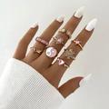 Anthropologie Jewelry | 3/$30 New! Peace Rhinestone 8 Piece Ring Set Midi Crystal Boho Cute Hippie | Color: Gold/Red/Silver | Size: Os