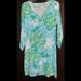 Lilly Pulitzer Dresses | Lilly Pulitzer Palmetto V-Neck Pima Cotton Dress Sz Small Blue Floral | Color: Blue | Size: S