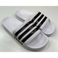 Adidas Shoes | New Adidas Adilette Shower Rubber Sandals Size 9 Men’s White Black Slide | Color: White | Size: 9