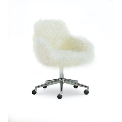 Fenton Faux Fur Office Chair White by Linon Home Décor in White