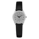 Women's Silver/Black Bentley Falcons Medallion Leather Wristwatch