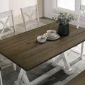 Devante Foldable Leaf Trestle Dining Table Wood in White/Brown Laurel Foundry Modern Farmhouse® | 30 H in | Wayfair