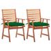 vidaXL Patio Dining Chairs 2 pcs with Cushions Solid Acacia Wood - Brown