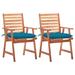 vidaXL Patio Dining Chairs 2 pcs with Cushions Solid Acacia Wood - Brown