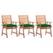 vidaXL Patio Dining Chairs 3 pcs with Cushions Solid Acacia Wood - Brown