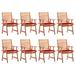 vidaXL Patio Dining Chairs Outdoor Patio Chair with Cushions Solid Wood Acacia