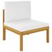 vidaXL Patio Middle Sofa with Cushions Solid Acacia Wood - 25.6" x 25.6" x 23.6"