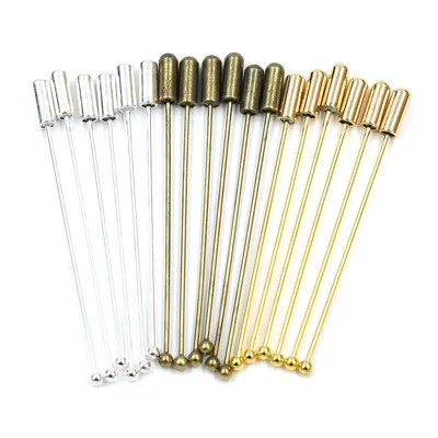 10Pcs Brooches Safety Pins With Rubber Hat Copper Ball Silver Gold Bronze Color Jewelry Crafts DIY