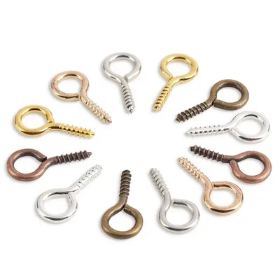 100-200pcs Small Tiny Mini Eye Pins Eyepins Hooks Eyelets Screw Threaded Gold Color Clasps Hooks