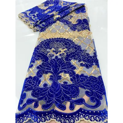 Nigerian Velvet Lace Fabrics African Lace Fabric 2025 High Quality Lace Material With Stones French Lace Fabric Sewing