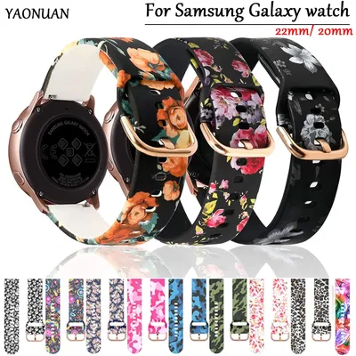 20mm/22mm strap For Samsung Galaxy watch 4/6/7/5 pro/Classic Printing Silicone bracelet For Amazfit