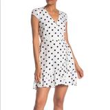 J. Crew Dresses | J-Crew Ruffle Front Mini Wrap Dress In Soft Rayon Polka Dots | Color: Black/White | Size: 0