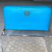 Tory Burch Bags | Aqua Turquoise Blue Tory Burch Zip Robinson Continental Wallet Billfold | Color: Blue | Size: Os