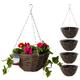 Bishop Rattan Hanging Baskets Outdoor — Dark Wicker 12 inch Hanging Basket With Liner — Perfect Gardening Gifts For Women — Great Looking Garden Decorations Outdoor Garden Planters