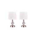 "Cory Martin Pair Of 15"" Metal & Crystal Table Lamp In Brushed Steel W/ Usb - Fangio Lighting W-1634-USB-2pk"