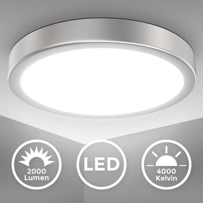 Led Deckenleuchte rund Deckenlampe Flur Küchenlampe 18W Wohnzimmer 28cm Silber - B.k.licht