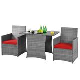 3 PCS Patio Dining Set Rattan Bistro Set Outdoor Conversation Set