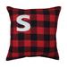 Pillow Perfect Buffalo Plaid Initial Letter 17-inch Throw Pillow