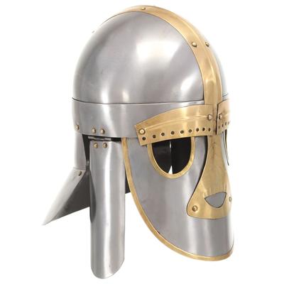 vidaXL Mittelalterlicher Helm Antik Replik LARP Silbern Stahl